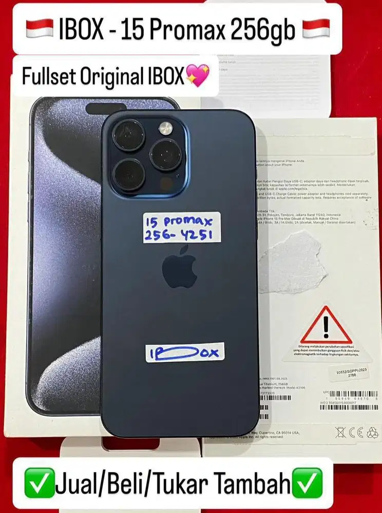 Iphone 15 Promax 256 Gb Blue Titanium Resmi ibox