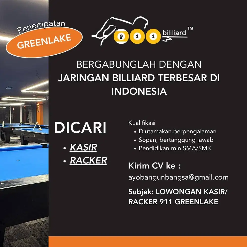 LOKER KASIR & RACKER 911 BILLIARD GREENLAKE