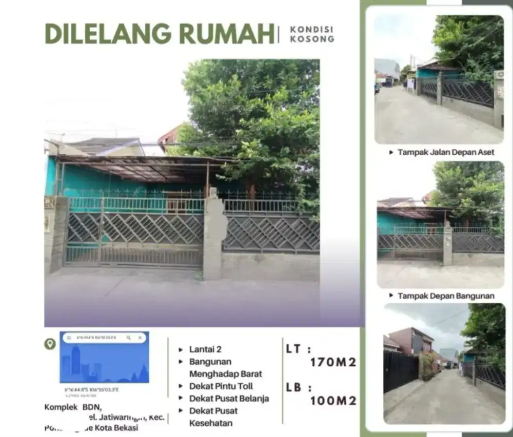 Dijual Rumah Komp BDN Jatiwaringin Pondok Gede Bekasi