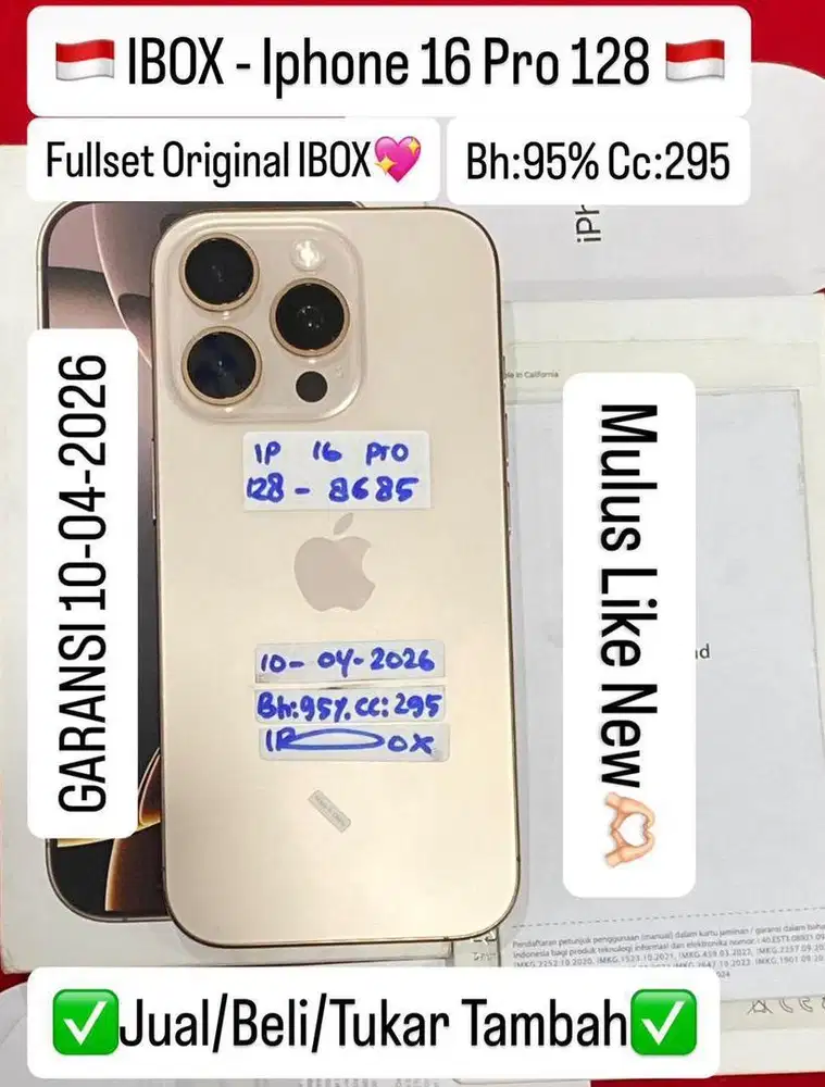 Iphone 16 pro 128 Gb Desert Titanium Resmi ibox Garansi On