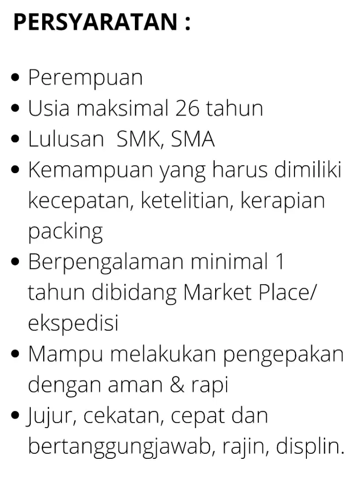 LOWONGAN PACKING ONLINE SHOP