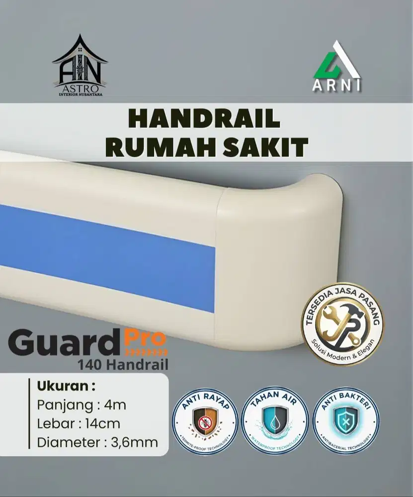 [GP] Set Handrail Rumah Sakit Wallprotector pegangan dinding 4meter