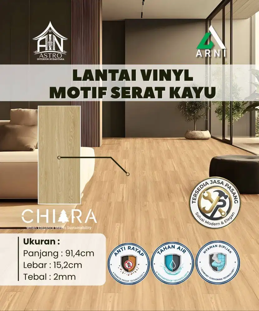 [CR] 24 pcs Vinyl Plank Lantai Kayu Motif Serat 91,4cm x 15,2