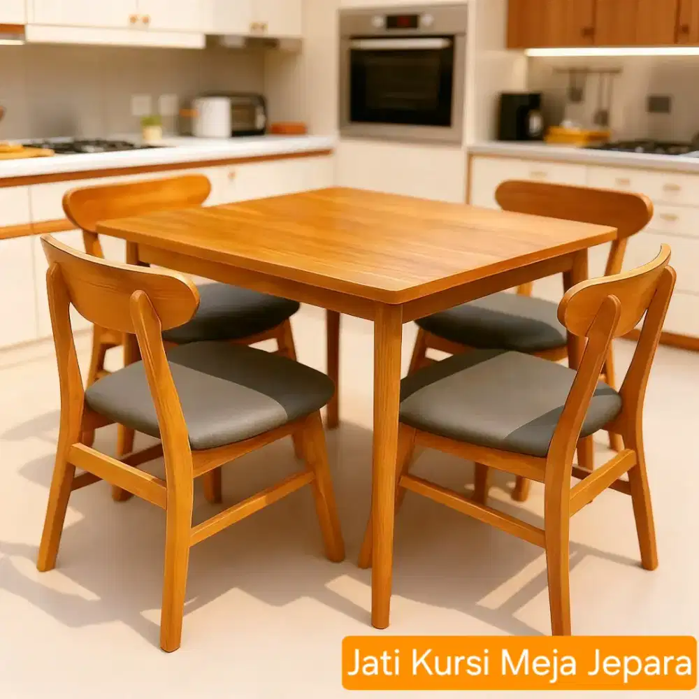 Kursi dan meja makan jati