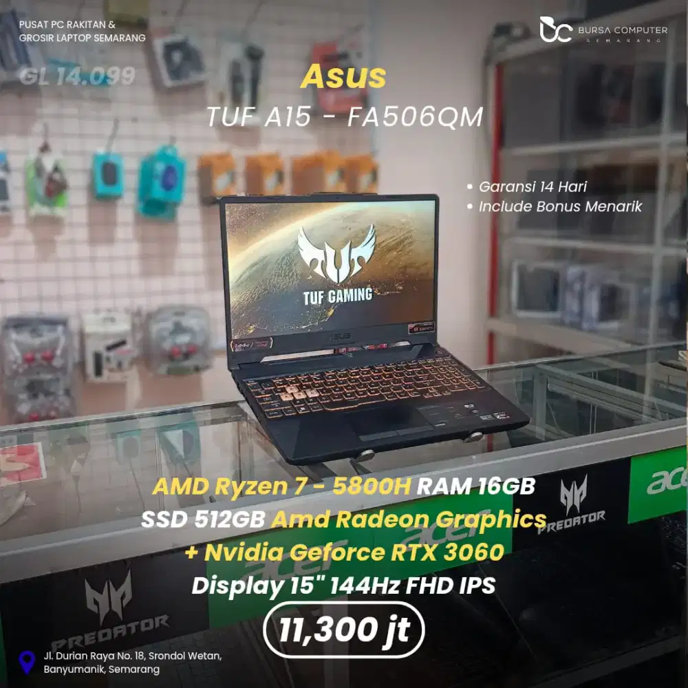 ASUS TUF A15-FA506QM | Ryzen 7 5800H 16GB 512GB RTX3060