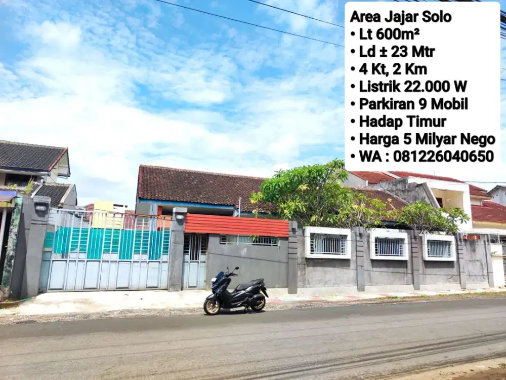 Jual Rumah Ex Kantor Mangku Jalan Raya Dekat Jajar Masuk Solo