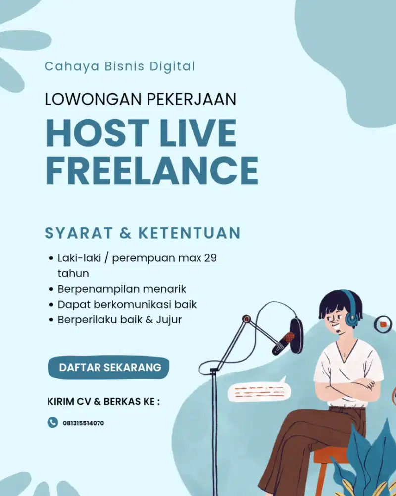 Lowongan host live freelance