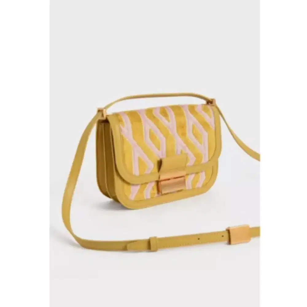 PRELOVED CK CHARLES & KEITH Jacquard Printed Bag - Mustard