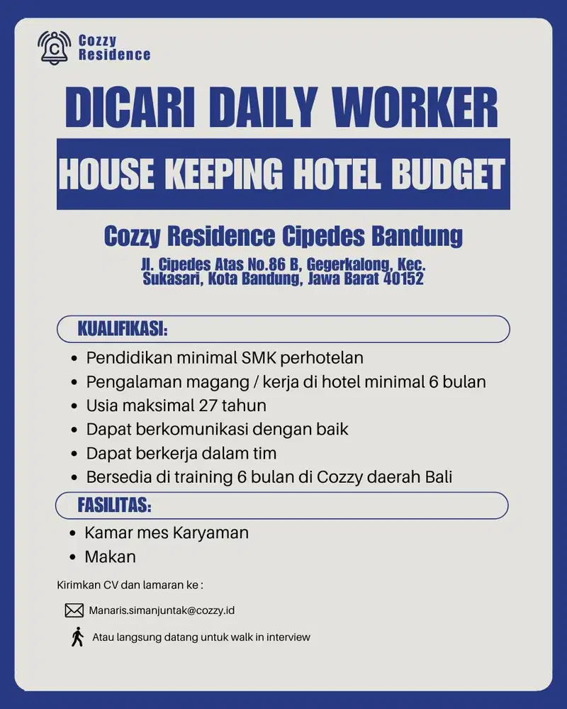 Housekeeping Hotel Budget- Cozzy