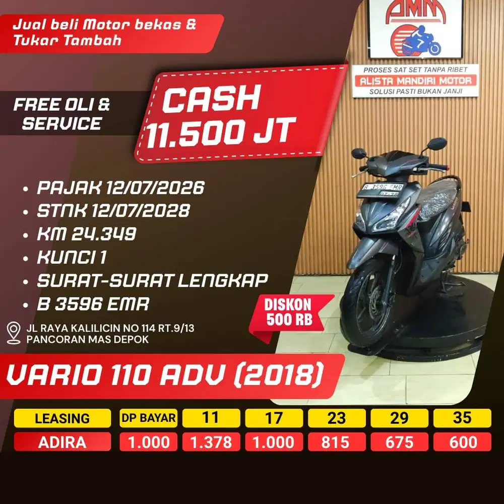 VARIO 110 ADV 2018 DP 1 JUTA PAJAK HIDUP CC 0% KREDIVO TOKPED INDODAN