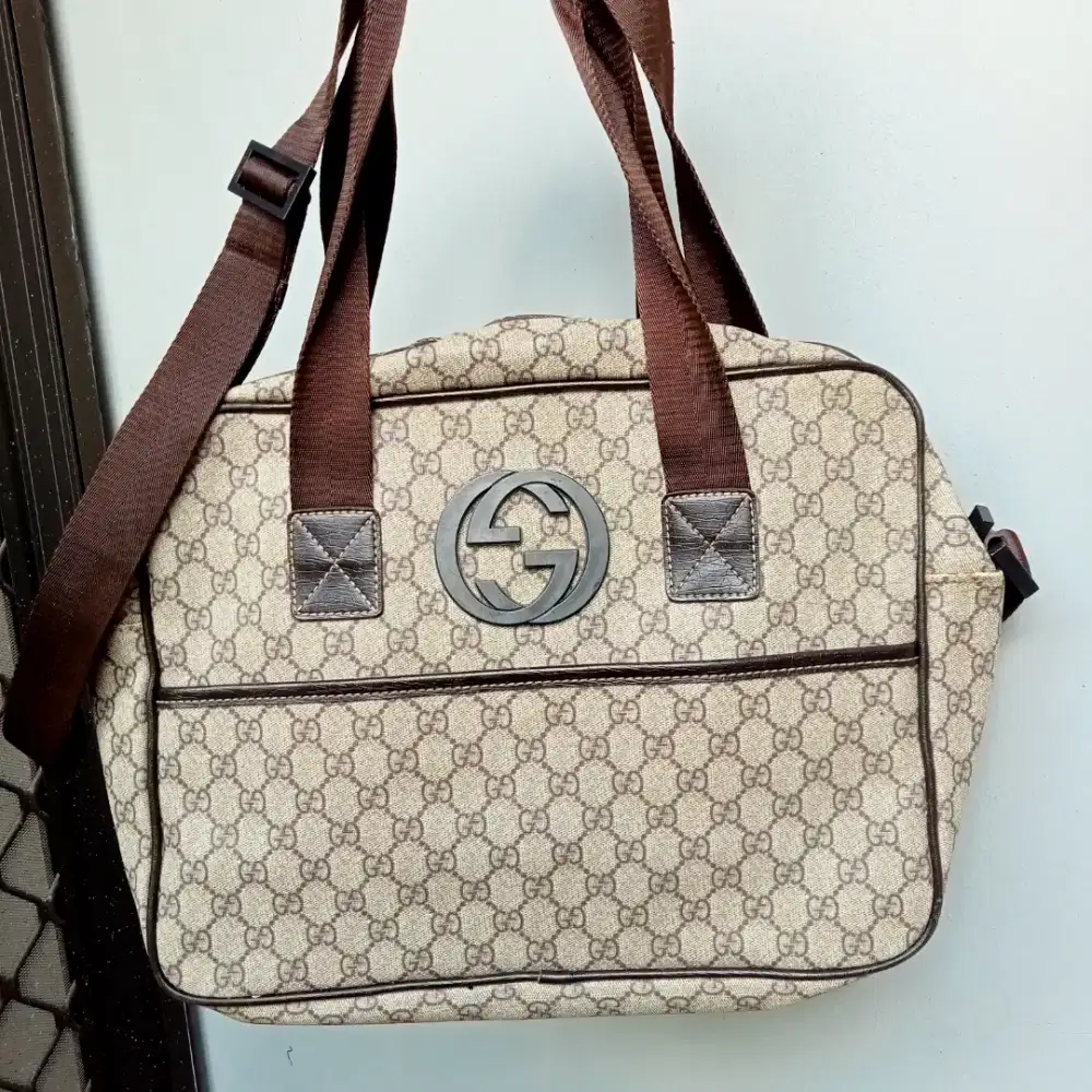 Tas Gucci GG Plus Monogram Brown Pria