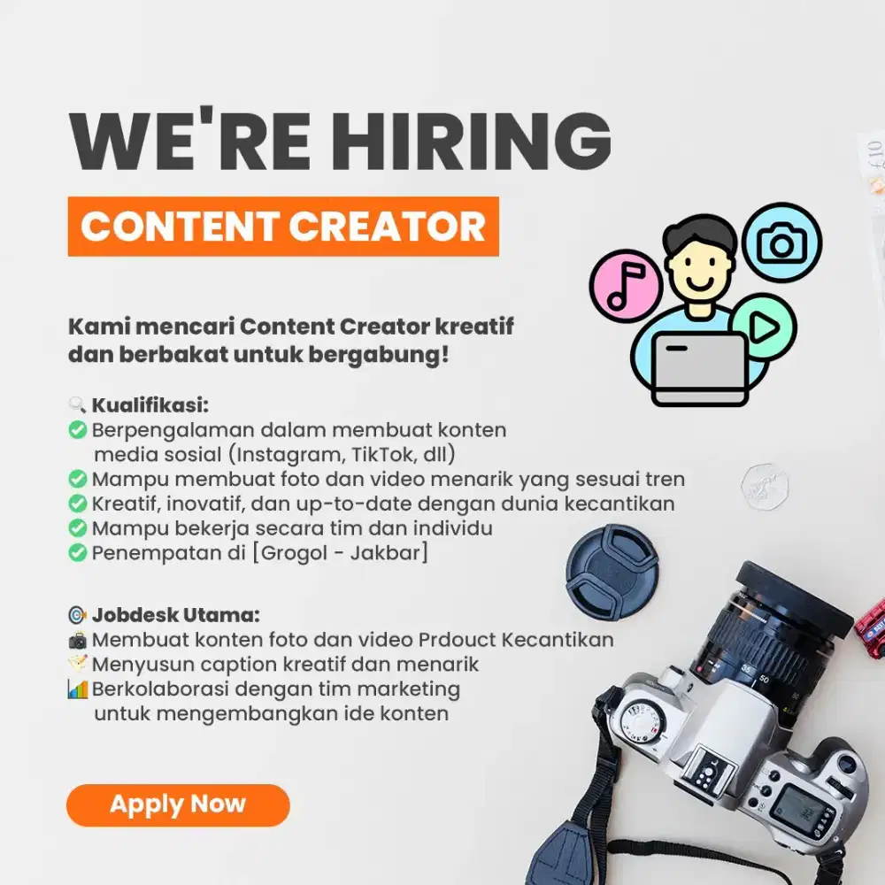 Di cari Konten Kreator  yang bisa edit video dan bisa design produk
