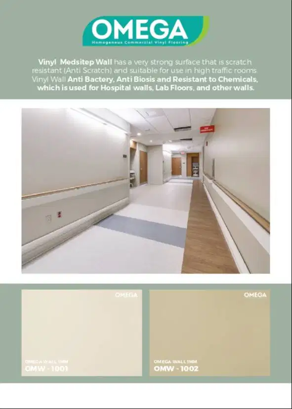 Vinyl Dinding Rumah Sakit Tebal 1mm / Vinyl Roll Anti Bakteri Permeter