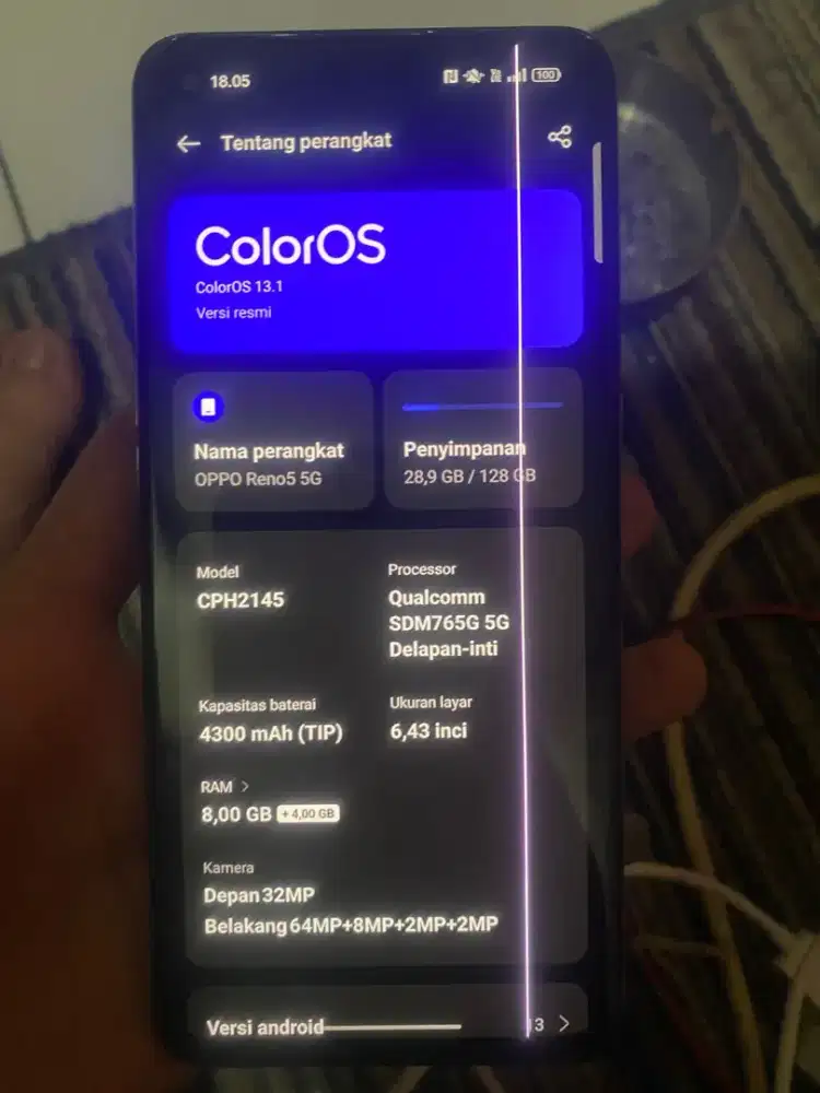 Oppo reno5 5G , batangan mulus minus gerat pinggir