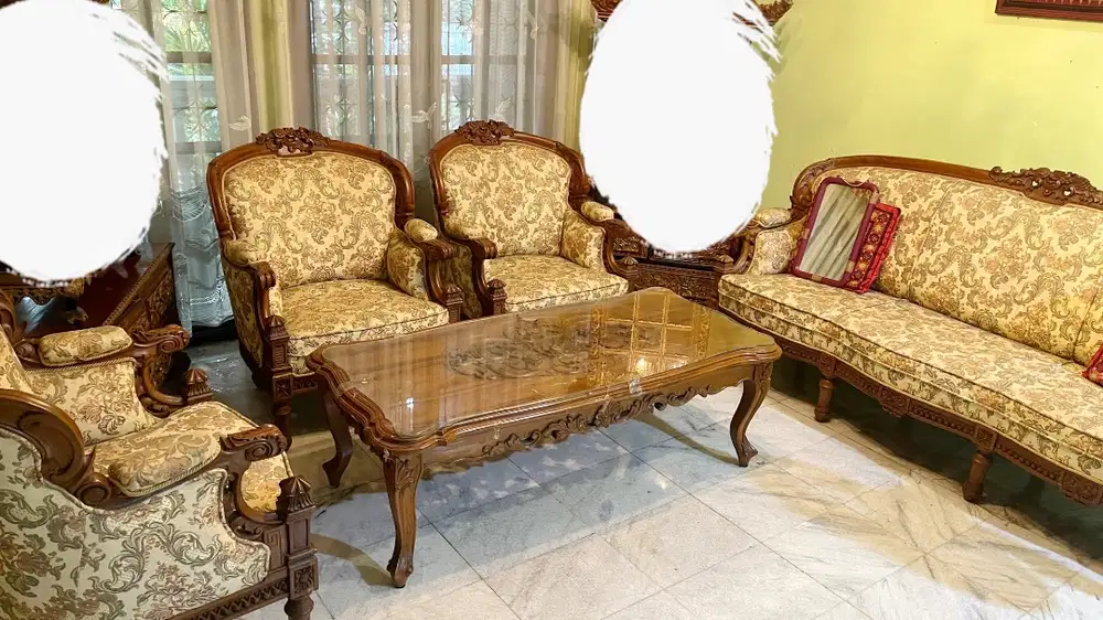 Set Kursi + Meja Tamu Jati Tua Ukir