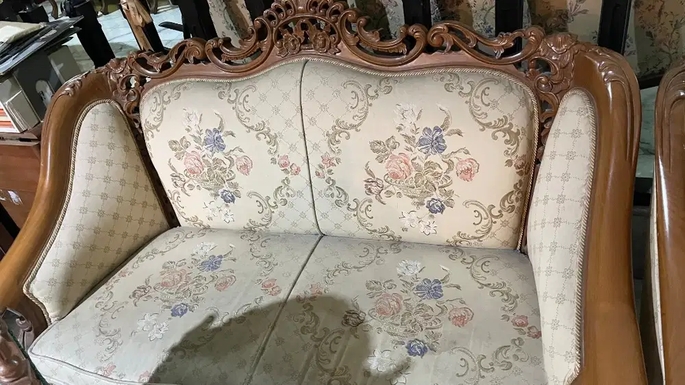 Set Kursi + Meja Tamu Jati Ukir Tua