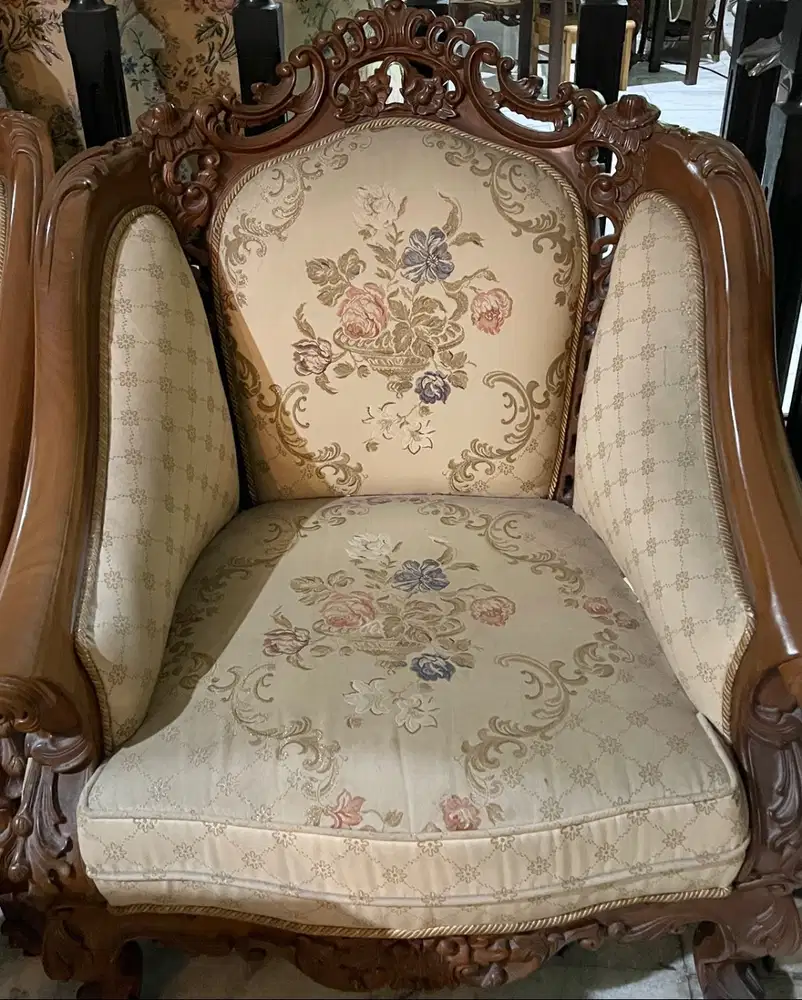 Set Kursi + Meja Tamu Jati Ukir Tua