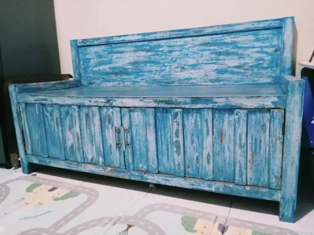 Sofa Kayu Biru 150x60x50