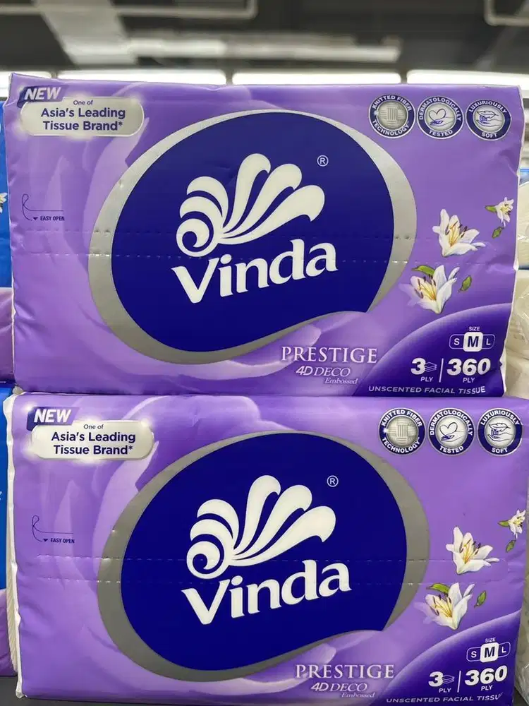 TISU VINDA PRESTIGE 4DECO 3ply/360sheets Pantang Robek bandung