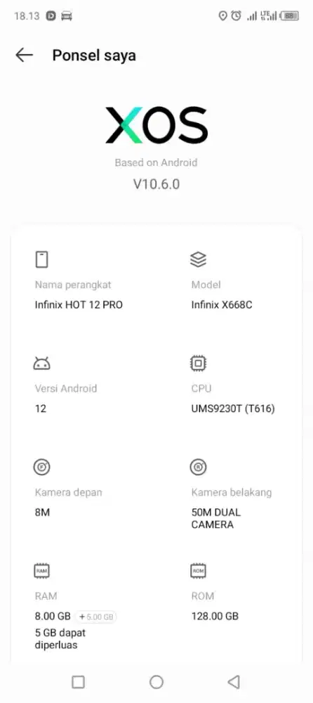 Jual Infinix Hot 12 pro Ram 8/128