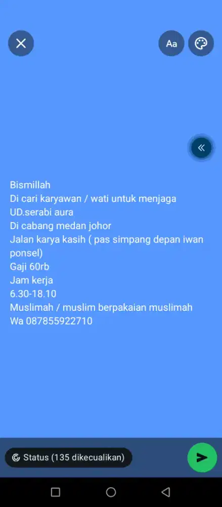 Di cari karyawati muslimah (islam)