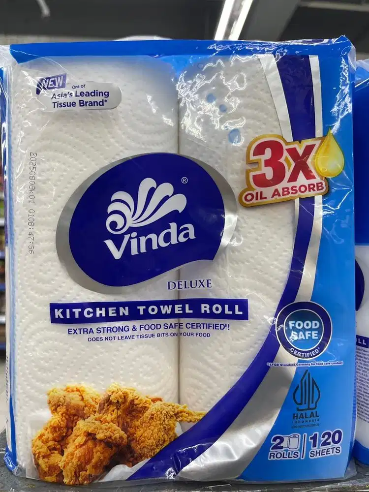 TISU VINDA KITCHEN TOWEL ROLL 2rolls/120 SHEETS 3xoil absorb