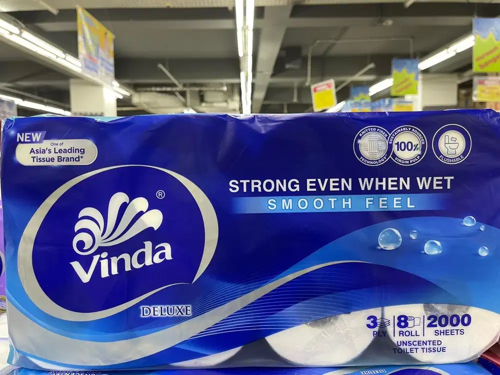 PROMO TISU TOILET VINDA DELUXE 3ply/8roll/2000sheets PANTANG ROBEK