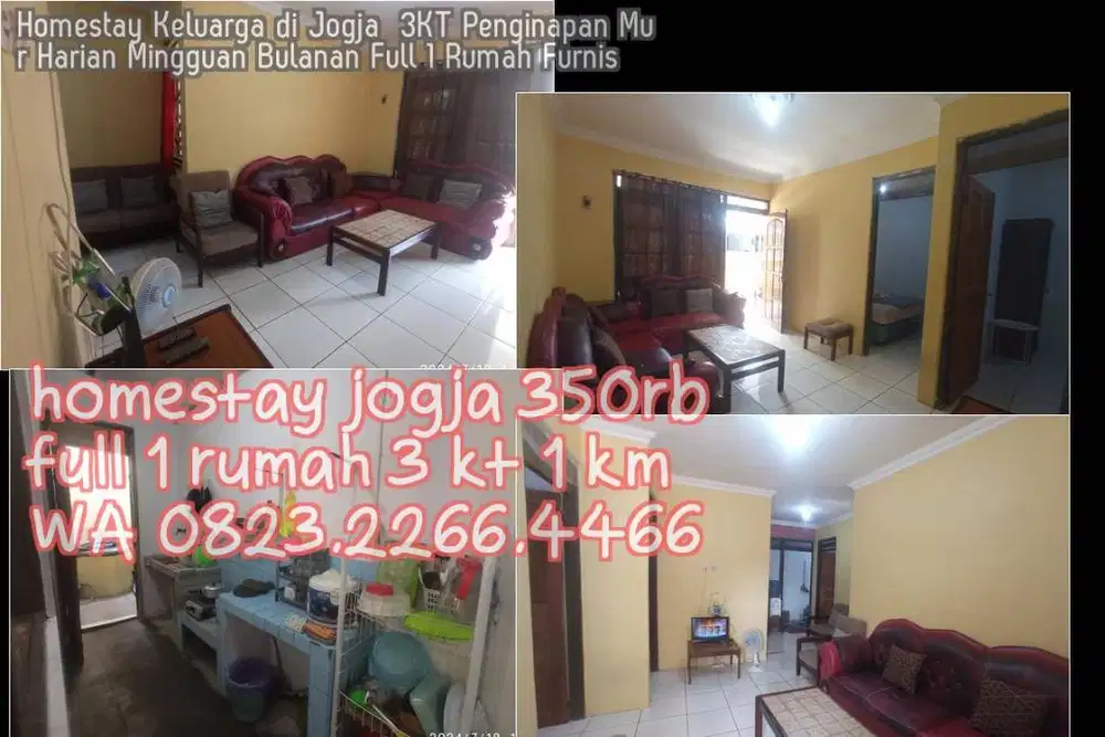 Homestay Keluarga di Jogja  3KT Penginapan Mur Harian Mingguan Bulanan