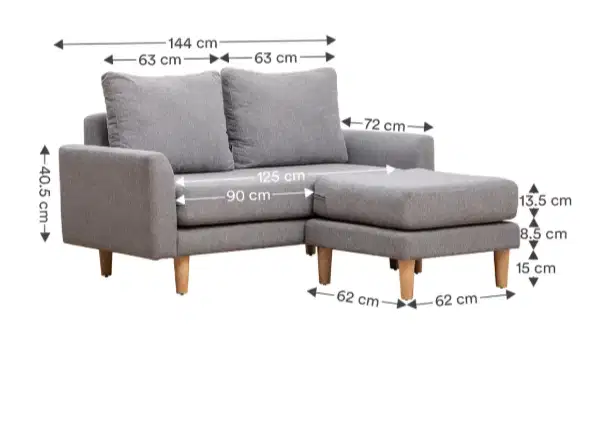 Dijual Sova Bekas DekorumaHeim Studio NITTA Sofa L Kain - Abu-abu Muda