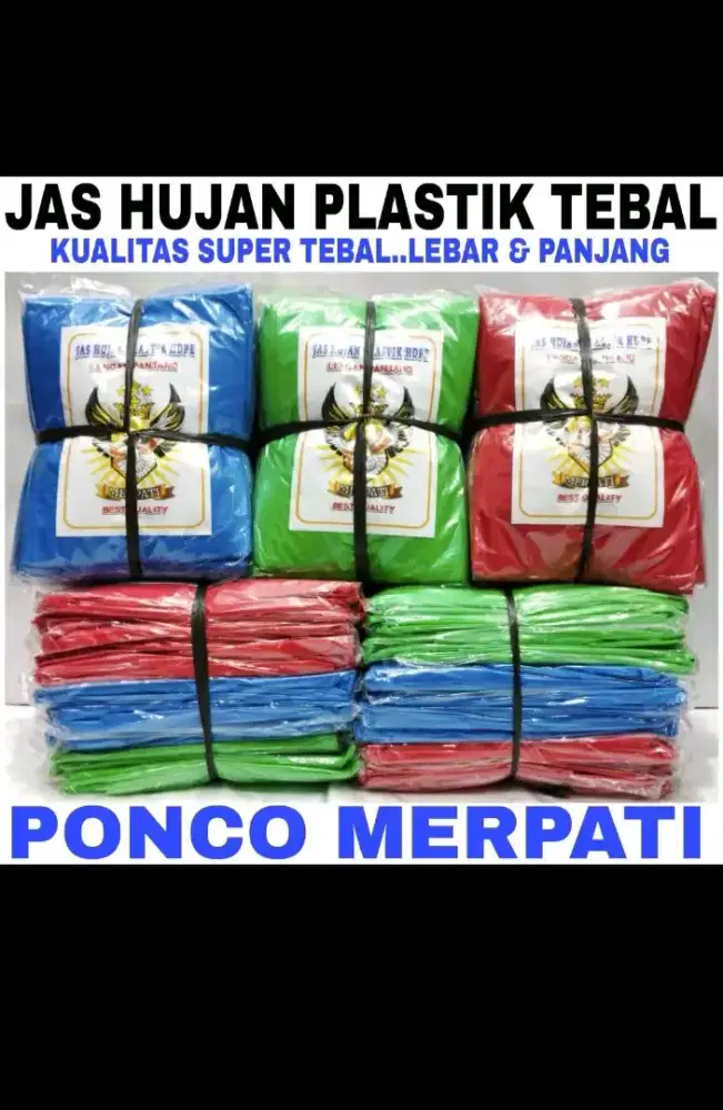 1 lusin jas hujan plastik Hdpe ponco merpati, tebal, besar, jumbo