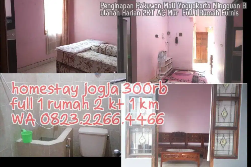 Penginapan Pakuwon Mall Yogyakarta Mingguan Bulanan Harian 2KT AC Mur