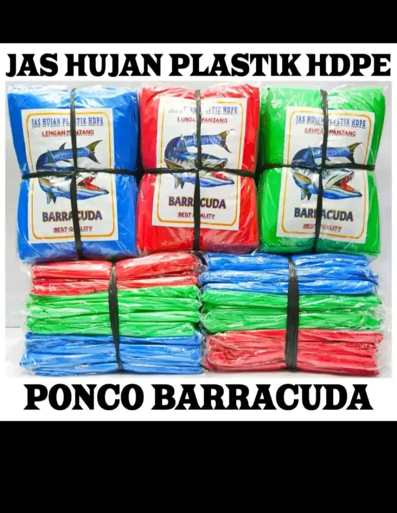 1 lusin jas hujan plastik hdpe barracuda, tebal, besar panjang