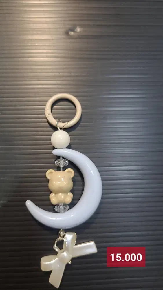 Bag Charm Bulan Teddy Pastel Lucu Aksesoris Tas dan Gantungan Kunci