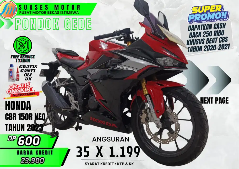 Promo DP 600HONDA CBR 150R TH 2023 SIKAT PROMO AKHIR TAHUN