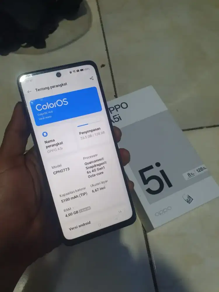 Oppo a5i 4/128 fullset sampe nota pembelian