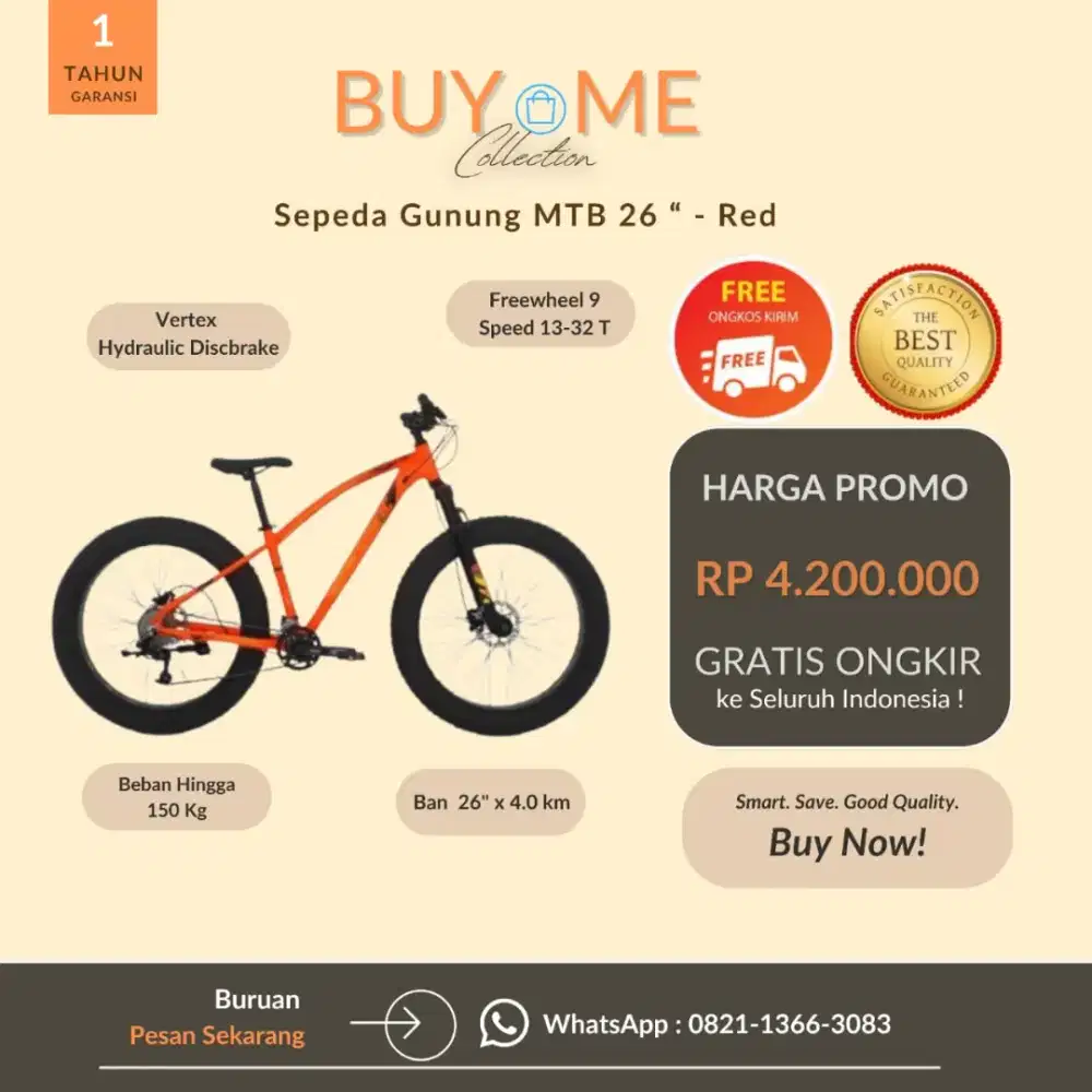 Sepeda Gunung MTB 26 Red - Big Size & Gratis ongkir