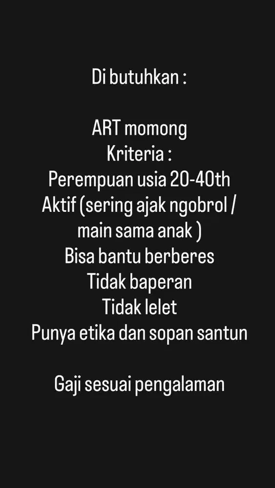 LOWONGAN KERJA ART / PEMBANTU / LOKER ART