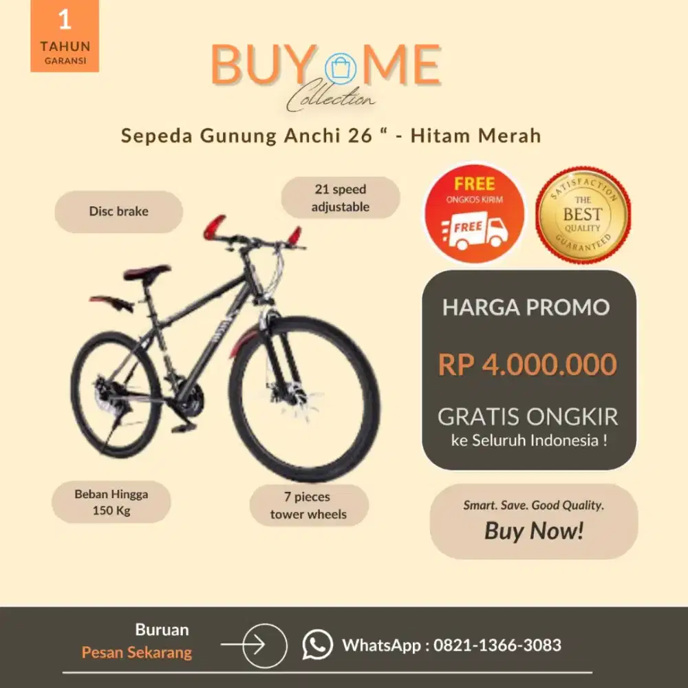 Sepeda Guñung Anchi 26(Hitam Merah) 21 Spee & Gratis Ongkir