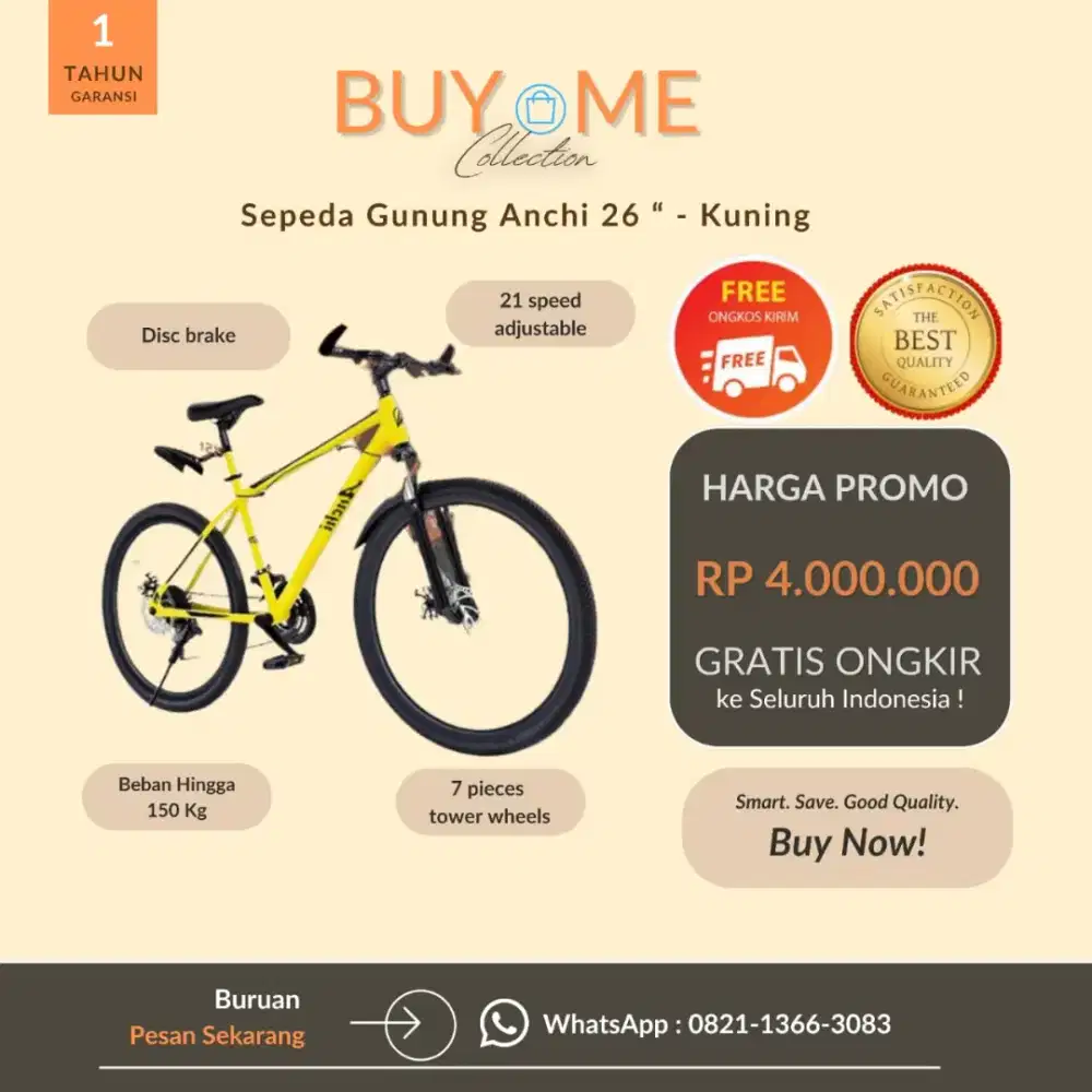 Sepeda Gunung Anchi 26 (Yellow) - 21 Speed