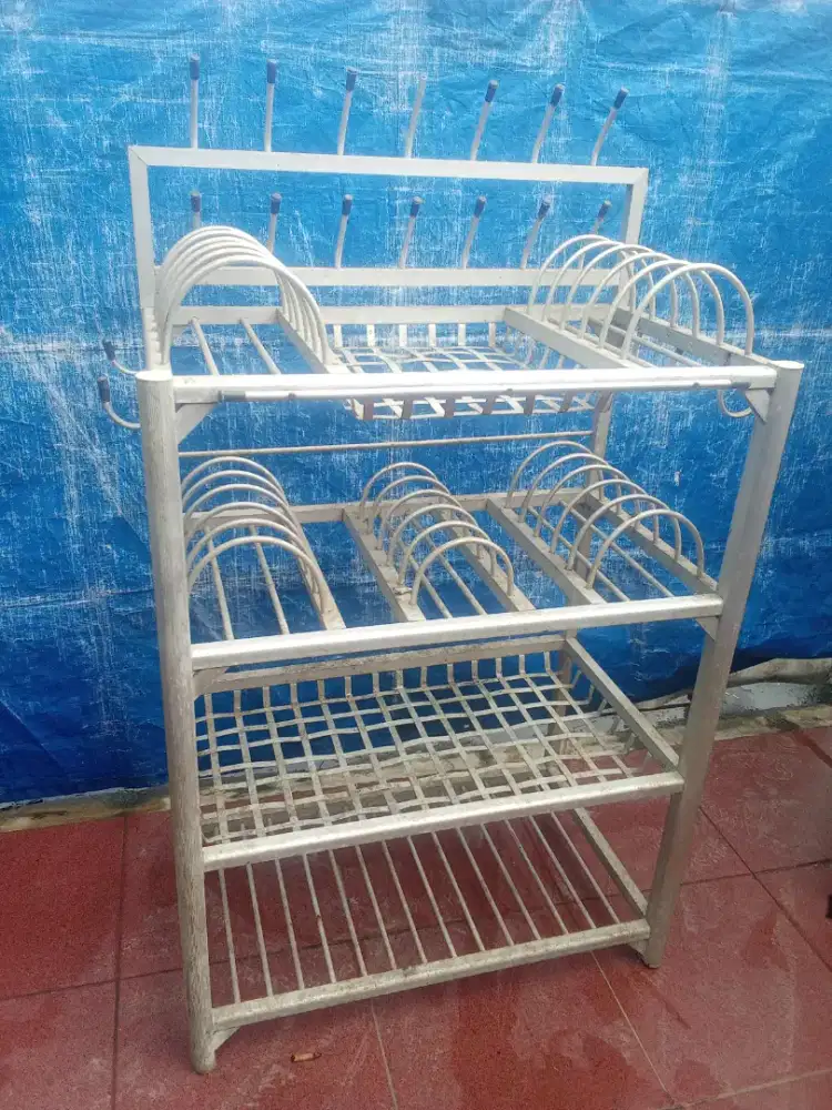 rak piring aluminium 4 tingkat
