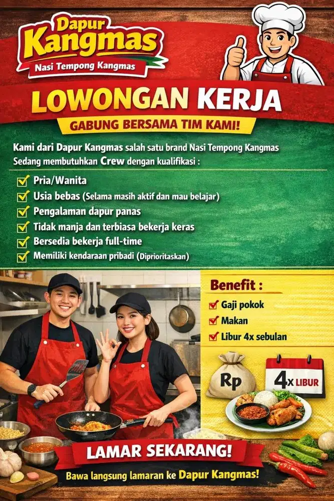 Dibutuhkan Crew Dapur/Serabutan