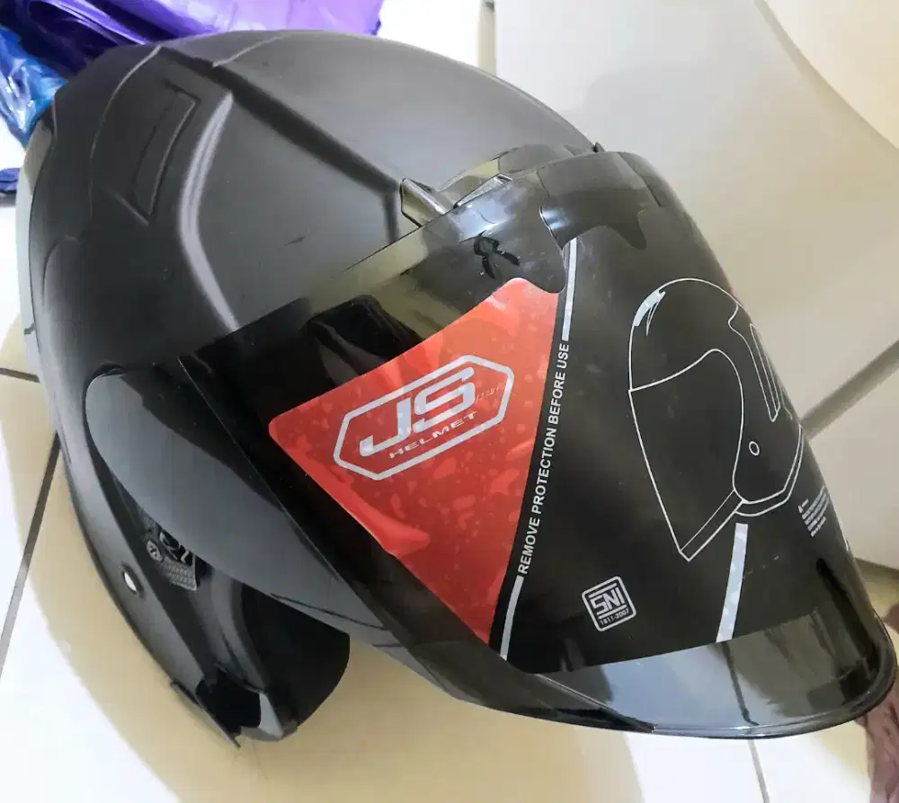 Helm JS Armor Black Doff Half Face Single Visor