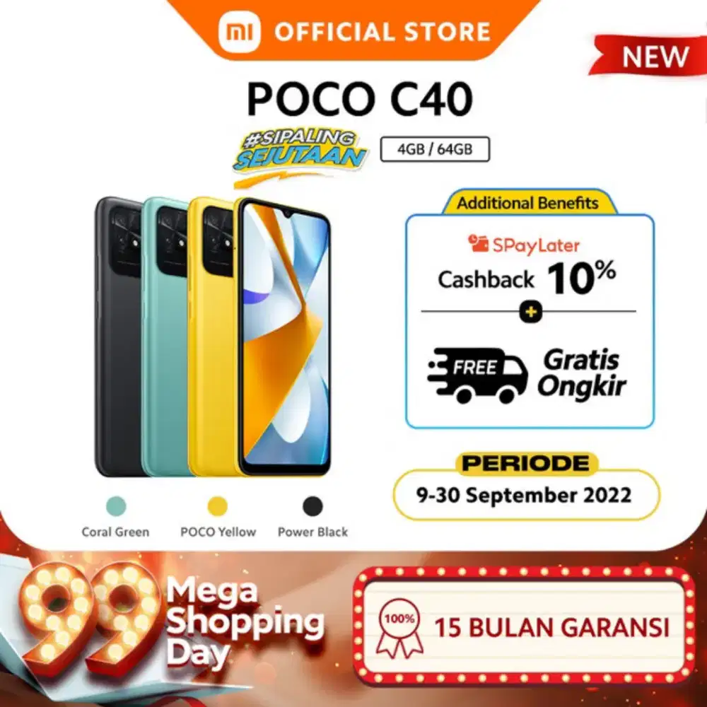 Xiaomi ram 4gb 64gb poco c40 cuci gudang baru segel garansi resmi 1 th