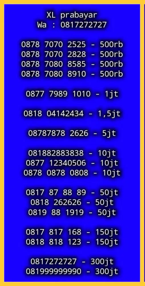 NOMOR CANTIK XL PRABAYAR