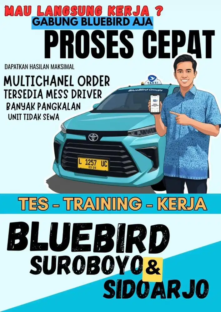 LOWONGAN PEKERJAAN DRIVER BLUEBIRD JAWA TIMUR SURABAYA DAN SIDOARJO