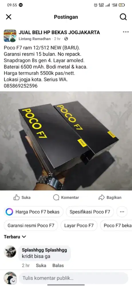 Poco F7 5G 12/512 new ( setara m7 m6 x7 x6 f6 iqoo z10 neo )