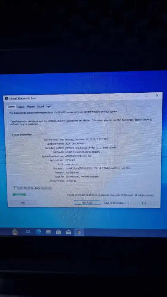 Asus X456URK i5 7200u nvidia 930mx ssd
