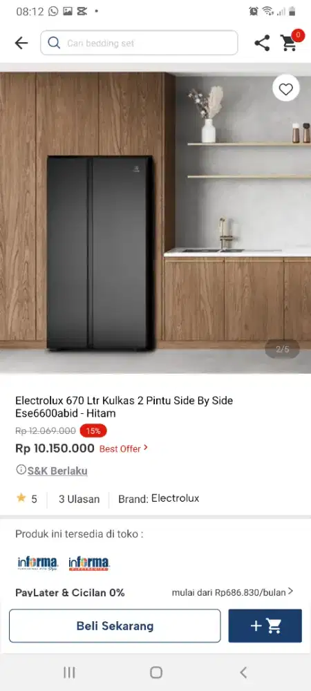 Electrolux kulkas sbs