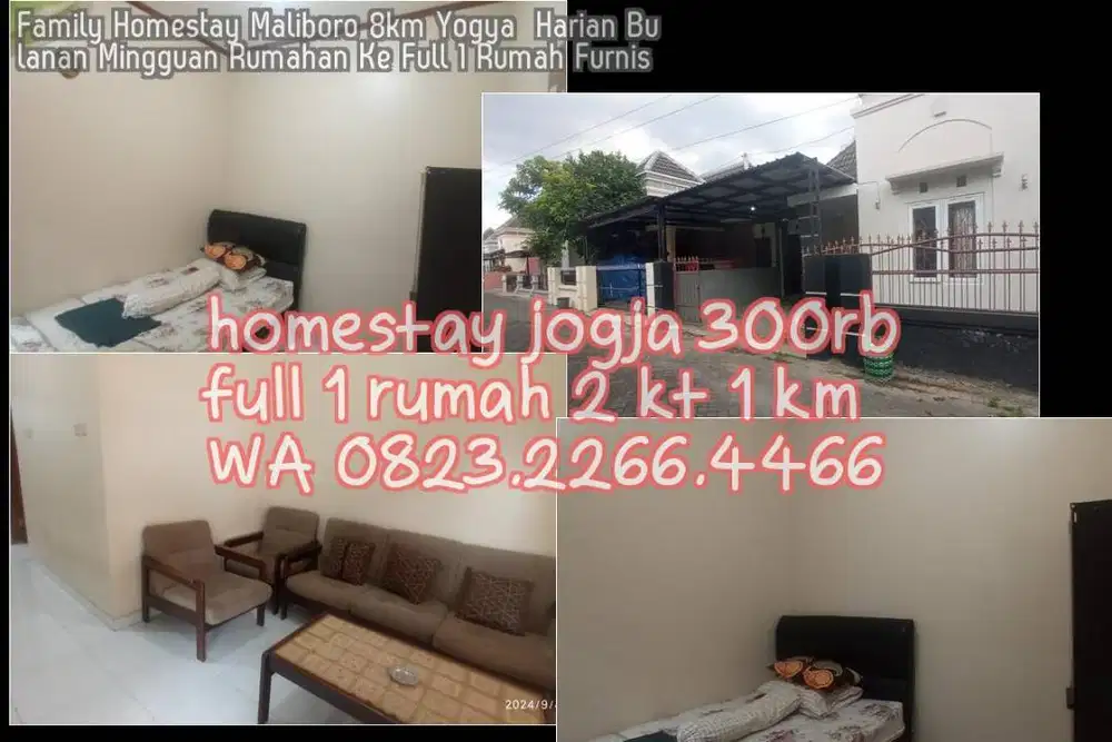 Family Homestay Maliboro 8km Yogya  Harian Bulanan Mingguan Rumahan Ke