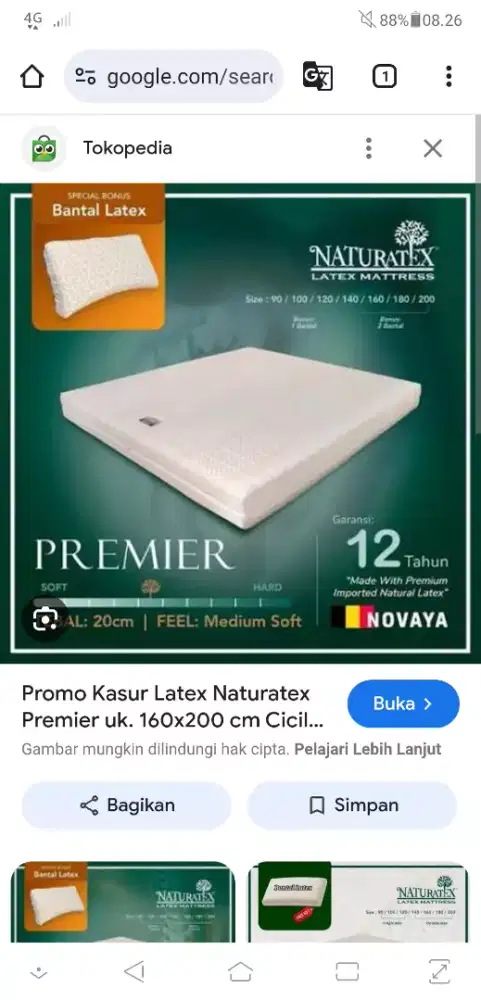 kasur latex tebel ya empuk UK 200*160